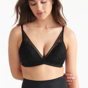 Knix Lace Deep-V Bralette- Black- Size XL